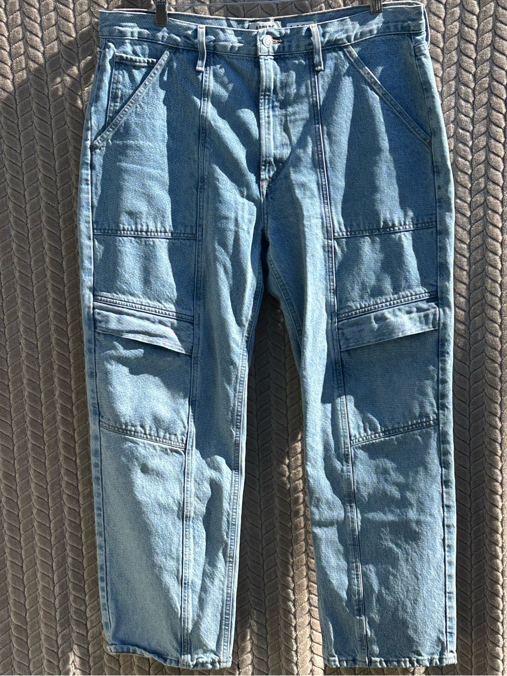 AGOLDE Cooper Cargo Jeans 33 High Rise Utility Straight Leg Light Wash Denim - Picture 3 of 13